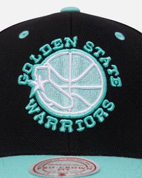 Mitchell & Ness Golden State Warriors "Ice Blue" Script Origin Snapback Black/Ice Blue
