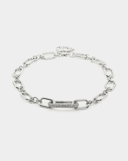 Raising Hell Women's Thick Link Chain Iced White Gold