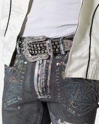 MNML All Over Rhinestone Studded Belt Black
