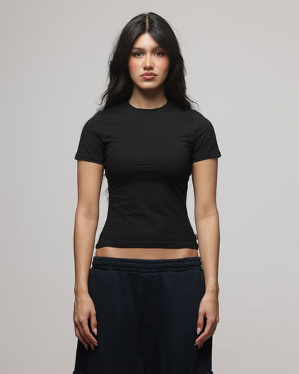 American Thrift Women's Longline Baby T-Shirt Black