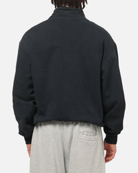 American Thrift Leisure Quarter Zip Mock Neck Sweater Washed Black