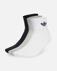 Adidas Mid Crew Socks 3 Pack White/Grey/Black
