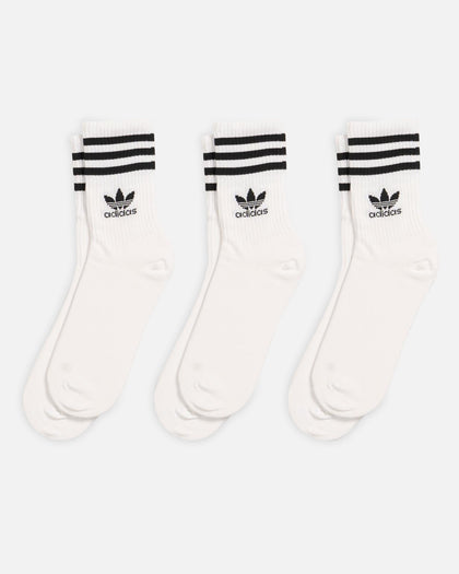 Adidas Solid Mid Cut Crew Socks 3 Pack White