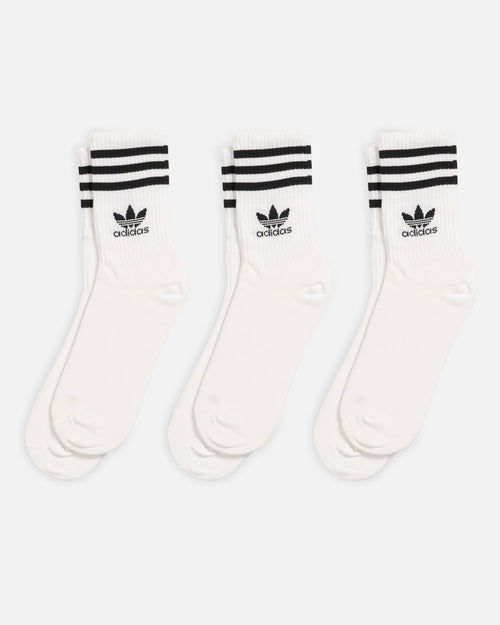 Adidas Solid Mid Cut Crew Socks 3 Pack White