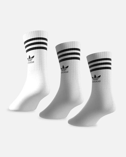 Adidas Solid Mid Cut Crew Socks 3 Pack White