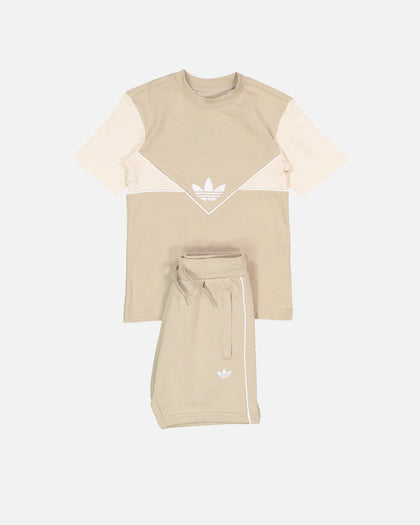 Adidas Kids' Adicolour Shorts and T-Shirt Set Wonder Beige