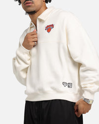 Mitchell & Ness New York Knicks Boxy Quarter Zip Crewneck Egret