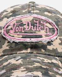 Von Dutch Distressed Dad Strapback Camo Pink