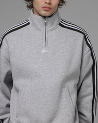 Loiter Hybrid Track Quarter Zip Grey Marle