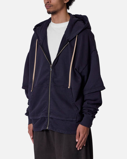 MNML Double Layer Zipper Sweater Washed Black