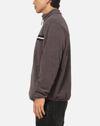 X-Large Stripe Polar Fleece Quarter Zip Fleece Mocha