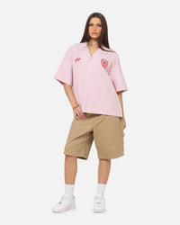 Carre Rose Pinstripe Button Up Shirt Red Stripe