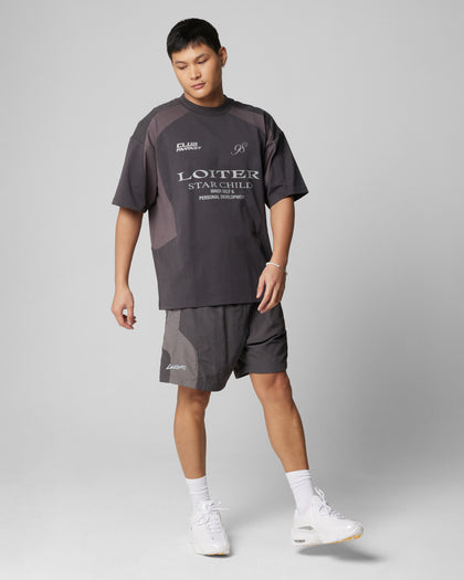 Loiter Subcultural Panel T-Shirt Charcoal