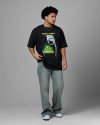 Loiter Live Laugh Love Drop T-Shirt Black Acidwash