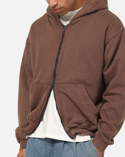 American Thrift Zip Hoodie Washed Brown