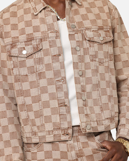 XXIII Checker Board Trucker Jacket Tan