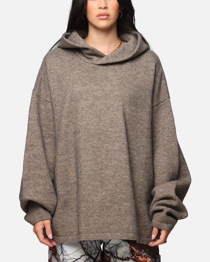 MNML Tonal Grain Knitted Hoodie Brown