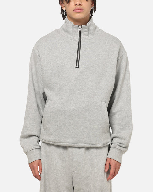 American Thrift Leisure Quarter Zip Mock Neck Sweater Grey Marle