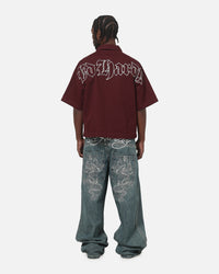 Ed Hardy Ghost Tattoo Button Up Shirt Plum