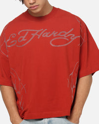 Ed Hardy Cyber Rhinestone T-Shirt Red
