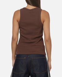 Majestic Athletic Women's Los Angeles Dodgers Rib Logo Tank Dark Chocolate