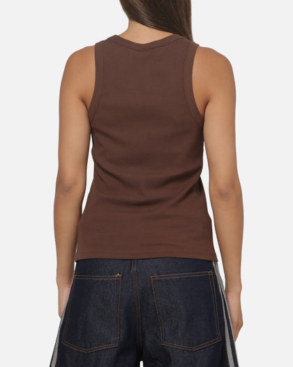 Majestic Athletic Women's Los Angeles Dodgers Rib Logo Tank Dark Chocolate