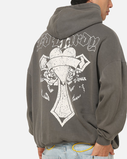 Ed Hardy Sacred Heart Hoodie Washed Charcoal