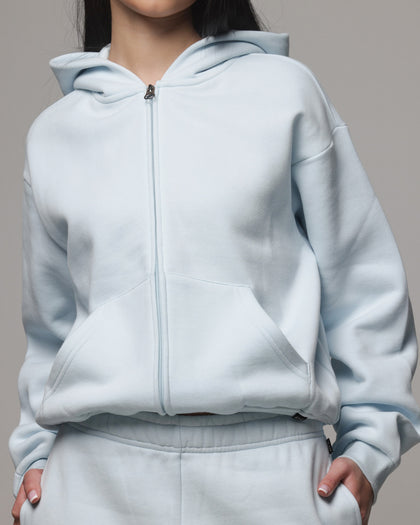 American Thrift Women's Classic Zip Hoodie Light Blue