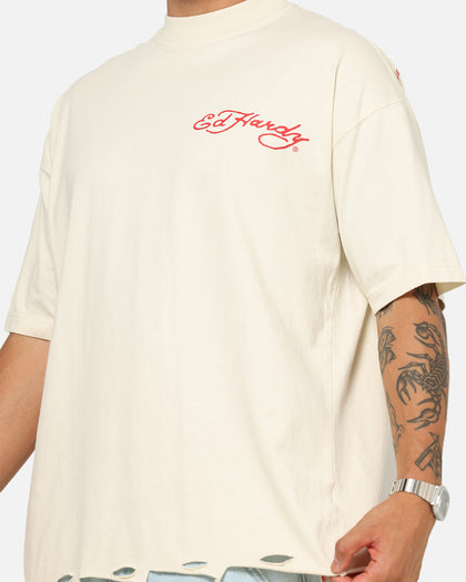 Ed Hardy Venom Rose T-Shirt Washed White