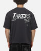 Mitchell & Ness Los Angeles Lakers Tape Crop T-Shirt Washed Black