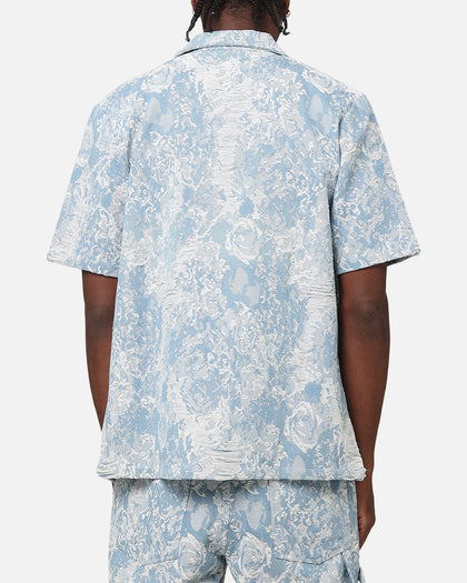 XXIII Denim Jacquard Button Up Shirt Pacific Blue