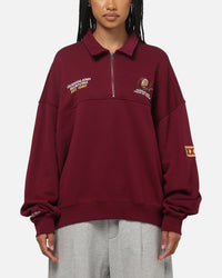 Mitchell & Ness Queensland Maroon Oversized Quarter Zip Crewneck Maroon