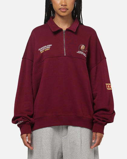 Mitchell & Ness Queensland Maroon Oversized Quarter Zip Crewneck Maroon