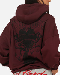 Ed Hardy Sacred Heart Hoodie Burgundy