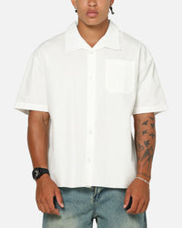 Saint Morta Raw Cut Twill Button Up Shirt Off White
