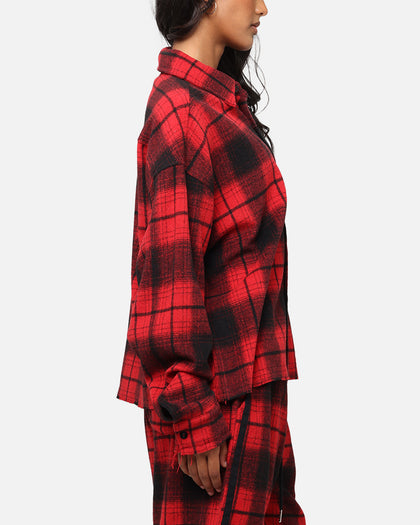 XXIII Plaid Long Sleeve Overshirt Red