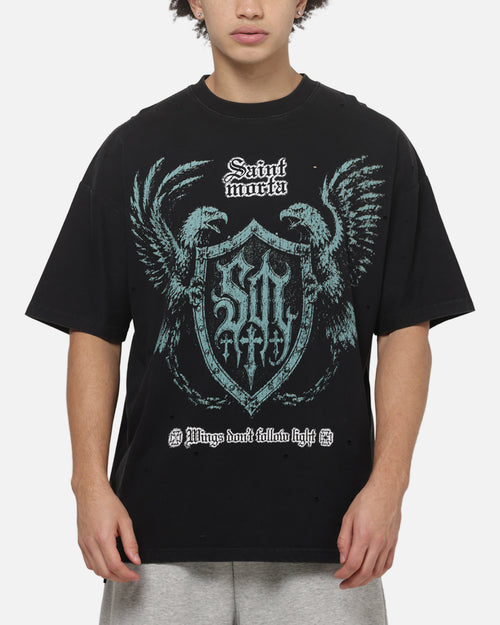 Saint Morta Wings Of Flight Boxy T-Shirt Washed Black
