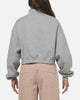 Nike Women's Studio Fleece Oversized 1/4-Zip Cropped Top Dark Grey Heather