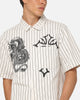 Ed Hardy Euro Short Sleeve Button Up Shirt White Pinstripe