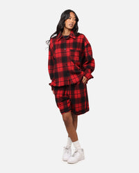 XXIII Plaid Long Sleeve Overshirt Red