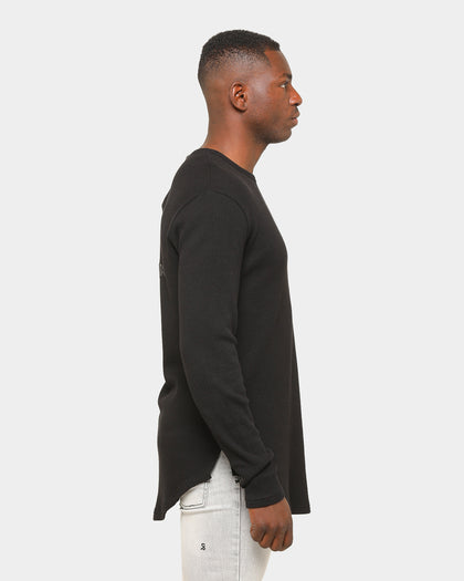 Saint Morta Men's Icon Waffle Long Sleeve T-Shirt Black/Black