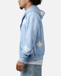 MNML Fleur Zip Up Hoodie Washed Blue