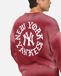 Majestic Athletic New York Yankees Black Letter Knit Crewneck Sour Cherry