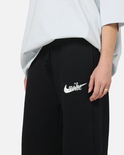 Nike Women's Sportswear Phoenix Fleece High-Waisted Wide-Leg Logo Pants Black/Summit White