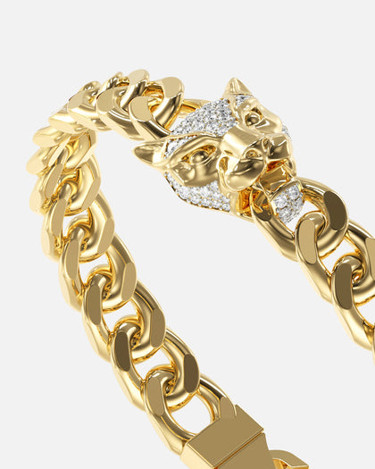 Guess Mainline Panther 9mm Gold Chain Bracelet Gold