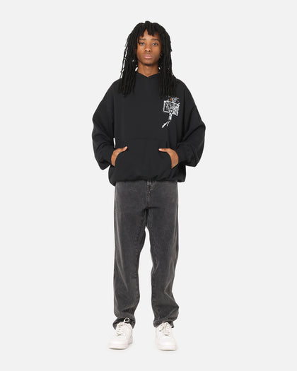 Jordan Brooklyn Shattered Back Board Oversized Pullover Hoodie Black