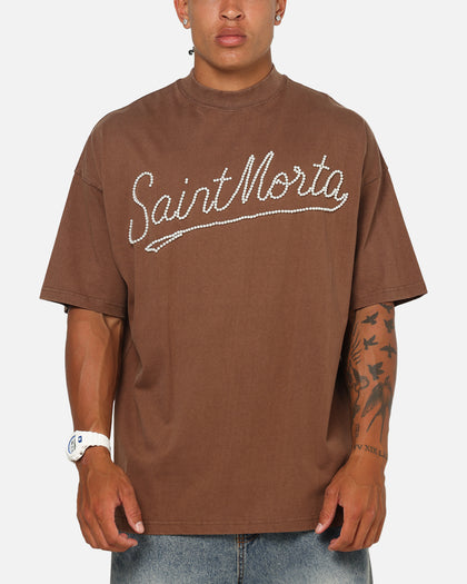 Saint Morta Pearl Script T-Shirt Washed Brown