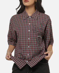 Worship Catharsis Box Crop Shirt Red Check