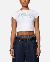 Ed Hardy Women's Distressed Logo Baby T-Shirt White
