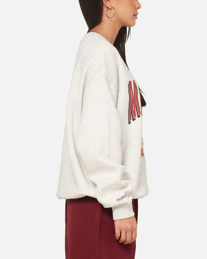 Mitchell & Ness Queensland Maroon Graphic Crewneck Sweater Silver Marle